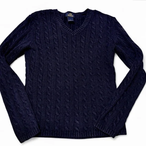 Brooks Brothers 346 Navy Cable Knit Supima Cotton Sweater Womens XS/S Luxury - Picture 3 of 7